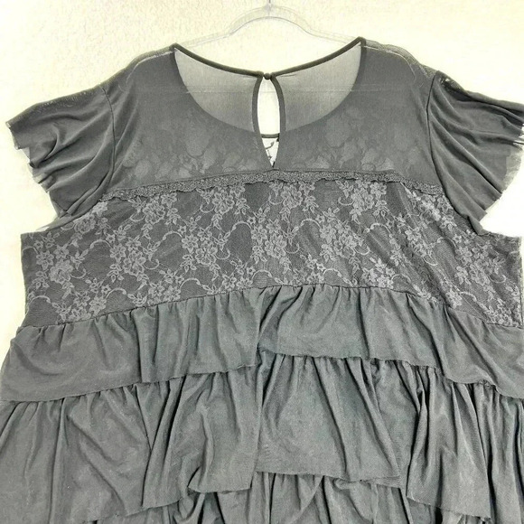 Torrid Black Boho Sheer Lace Feminine Mesh Gothic Babydoll Top Size 4XL - Picture 4 of 11